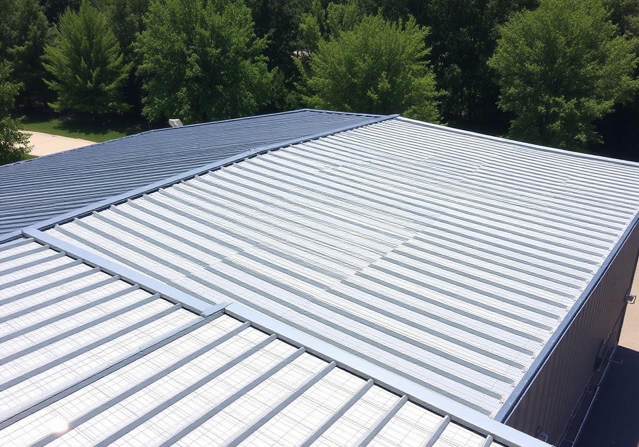 Restored standing seam metal commercial roof